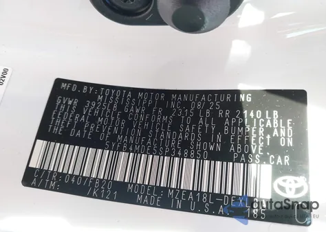 2025 Toyota Corolla Le from USA, damaged, VIN 5YFB4MDE5SP348850